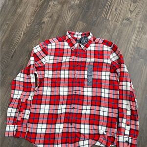St. John's Bay Red and White Flannel Button Down